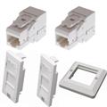 ECS 2xRJ45 UTP Cat6 Innfelt Komplett produkt - Rett uttak - Tooless